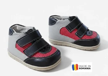 PANTOFI IVIA AD0209 , bleumarin-rosu-gri , din PIELE NATURALA