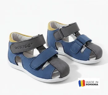 SANDALE HOKIDE 186 , bleumarin , din PIELE NATURALA