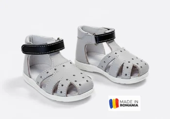 SANDALE IVIA 123 , gri , din PIELE NATURALA