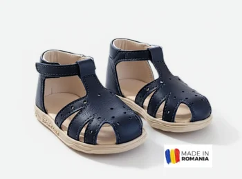 SANDALE IVIA 123 , bleumarin , din PIELE NATURALA