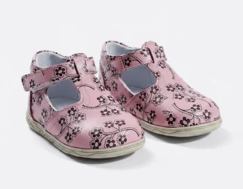 PANTOFI DECUPATI IVIA PG , roz flori , din PIELE NATURALA