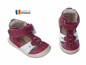 PANTOFI DECUPATI HOKIDE 273 , visiniu , din PIELE NATURALA
