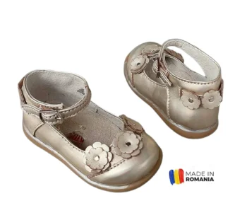 PANTOFI BALERINI DIANA , auriu , din PIELE NATURALA