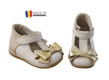 PANTOFI DECUPATI DIANA 747 , bej auriu , din PIELE NATURALA
