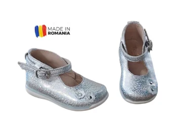 PANTOFI DECUPATI DIANA , argintiu , din PIELE NATURALA