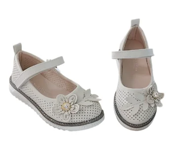 PANTOFI BALERINI , floare , bej