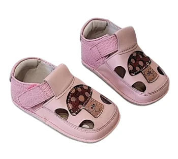 PANTOFI BAREFOOT , roz , din PIELE NATURALA