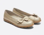 PANTOFI BALERINI 1354 , funda , bej , din PIELE NATURALA