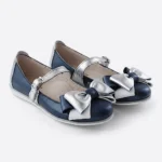 PANTOFI BALERINI 1804 , fundite , bleumarin , din PIELE NATURALA