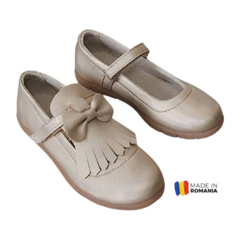 PANTOFI BALERINI 1350 , auriu , din PIELE NATURALA