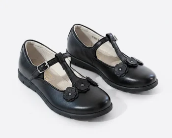 PANTOFI BALERINI 1351 , flori , negru , din PIELE NATURALA