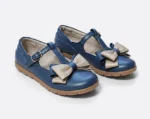 PANTOFI BALERINI 1351 , fundite , albastru auriu, din PIELE NATURALA