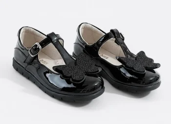 PANTOFI BALERINI 1351 , fluture , negru , din PIELE NATURALA