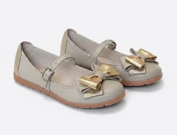 PANTOFI BALERINI 1804 , fundite , bej auriu , din PIELE NATURALA