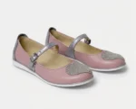 PANTOFI BALERINI 1804 , inima , roz , din PIELE NATURALA