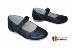 PANTOFI BALERINI HOKIDE , mozaic , bleumarin , din PIELE NATURALA