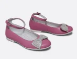 PANTOFI BALERINI HOKIDE , funda , roz , din PIELE NATURALA