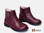 BOTINE 1392 , croco , vişiniu , din PIELE NATURALĂ