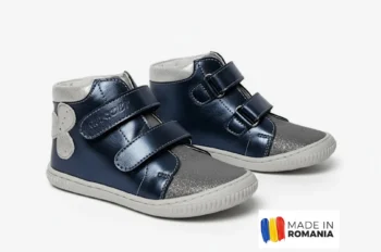 GHETE HOKIDE 417 , bleumarin argintiu , din PIELE NATURALĂ