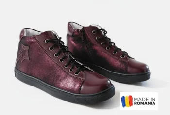 GHETE HOKIDE 439 , vişiniu sidef , din PIELE NATURALĂ