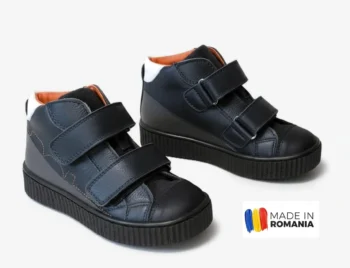 GHETE HUSI, cu scai , bleumarin , din PIELE NATURALĂ