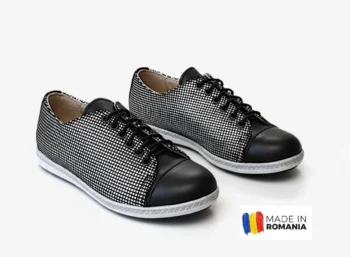PANTOFI DIANA 1384 , negru argintiu , din PIELE NATURALĂ