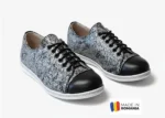 PANTOFI DIANA 1384 , argintiu negru , din PIELE NATURALĂ