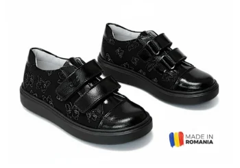 PANTOFI casual HOKIDE 398 , negru şpalt , din PIELE NATURALĂ