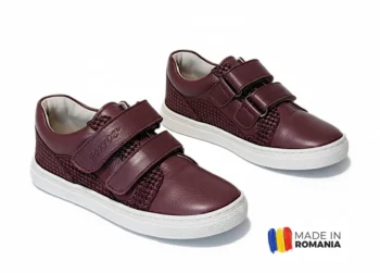 PANTOFI casual HOKIDE 487, grena , din PIELE NATURALĂ