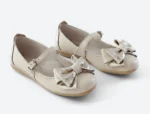 PANTOFI BALERINI 1804 , fundiţe , bej-auriu , din PIELE NATURALĂ