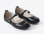 PANTOFI BALERINI 1804 , inimă , negru, din PIELE NATURALĂ