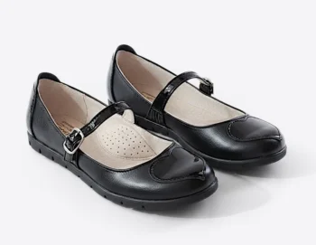PANTOFI BALERINI 1804 , inimă , negru, din PIELE NATURALĂ