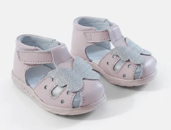 SANDALE IVIA SF1325 , fluture , roz , din PIELE NATURALĂ