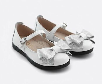 PANTOFI BALERINI 1804-2, fundiţe , alb sidef , din PIELE NATURALĂ